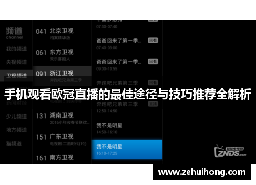 手机观看欧冠直播的最佳途径与技巧推荐全解析